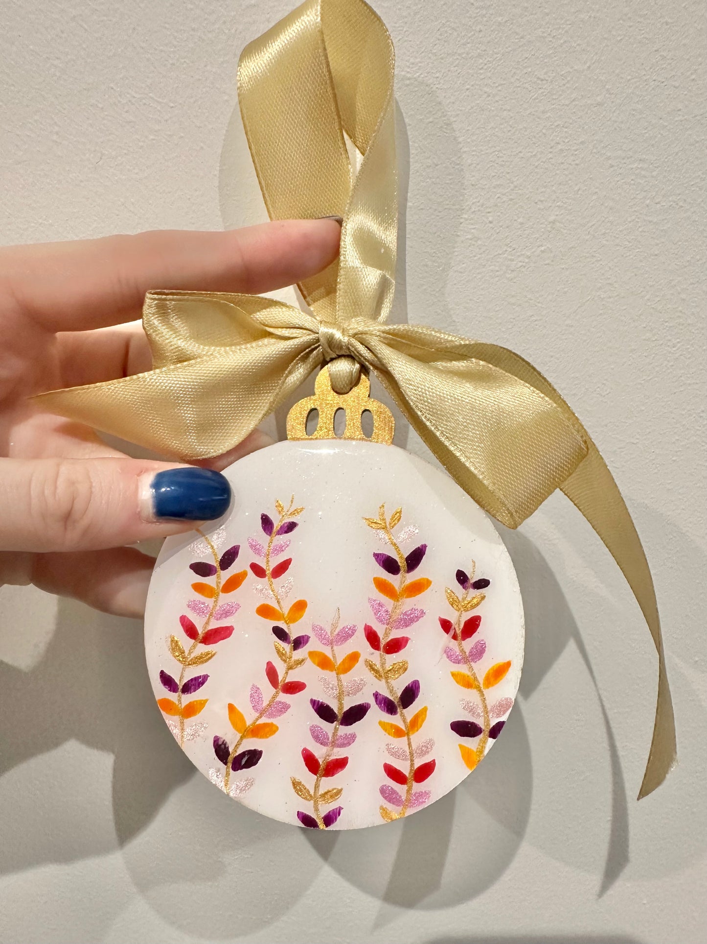 Wooden Tree Decoration - Red & Gold