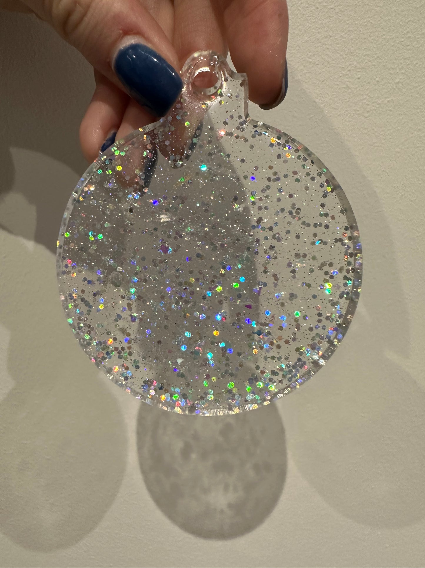 Silver Glitter Resin Tree Decoration