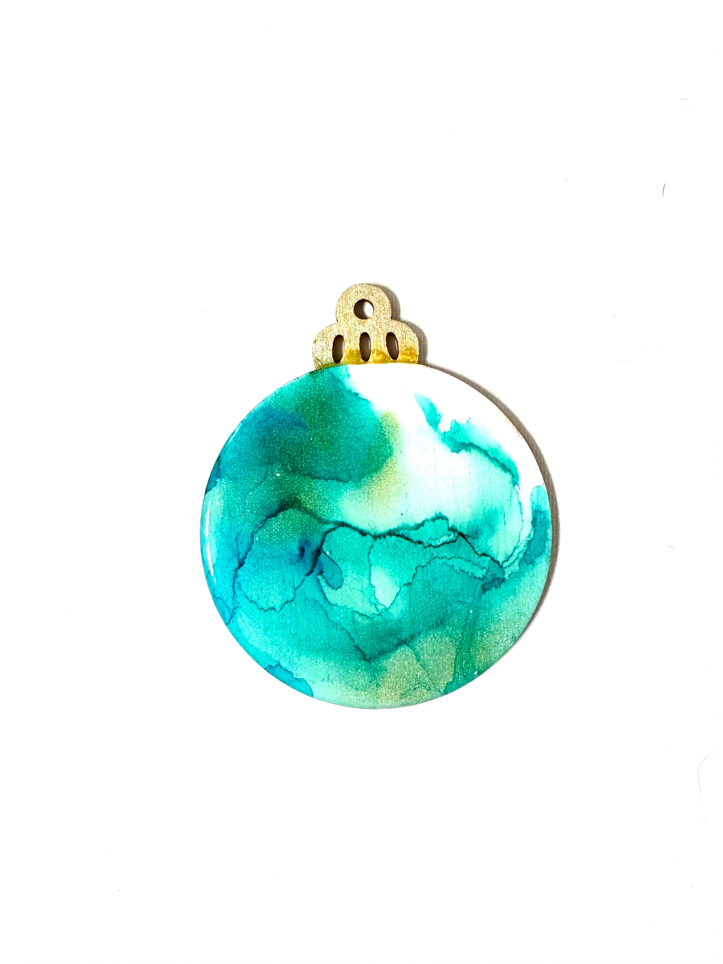 Wooden Tree Decoration - Turquoise Ink