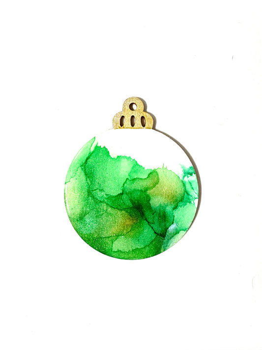 Wooden Tree Decoration - Green Ink