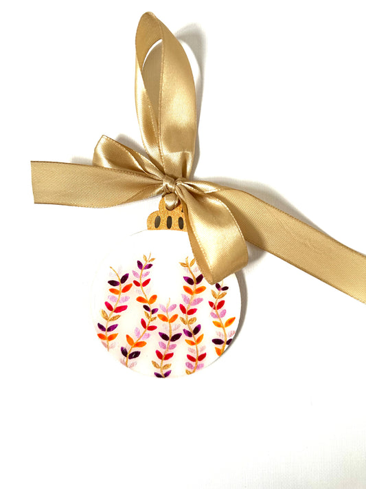 Wooden Tree Decoration - Red & Gold