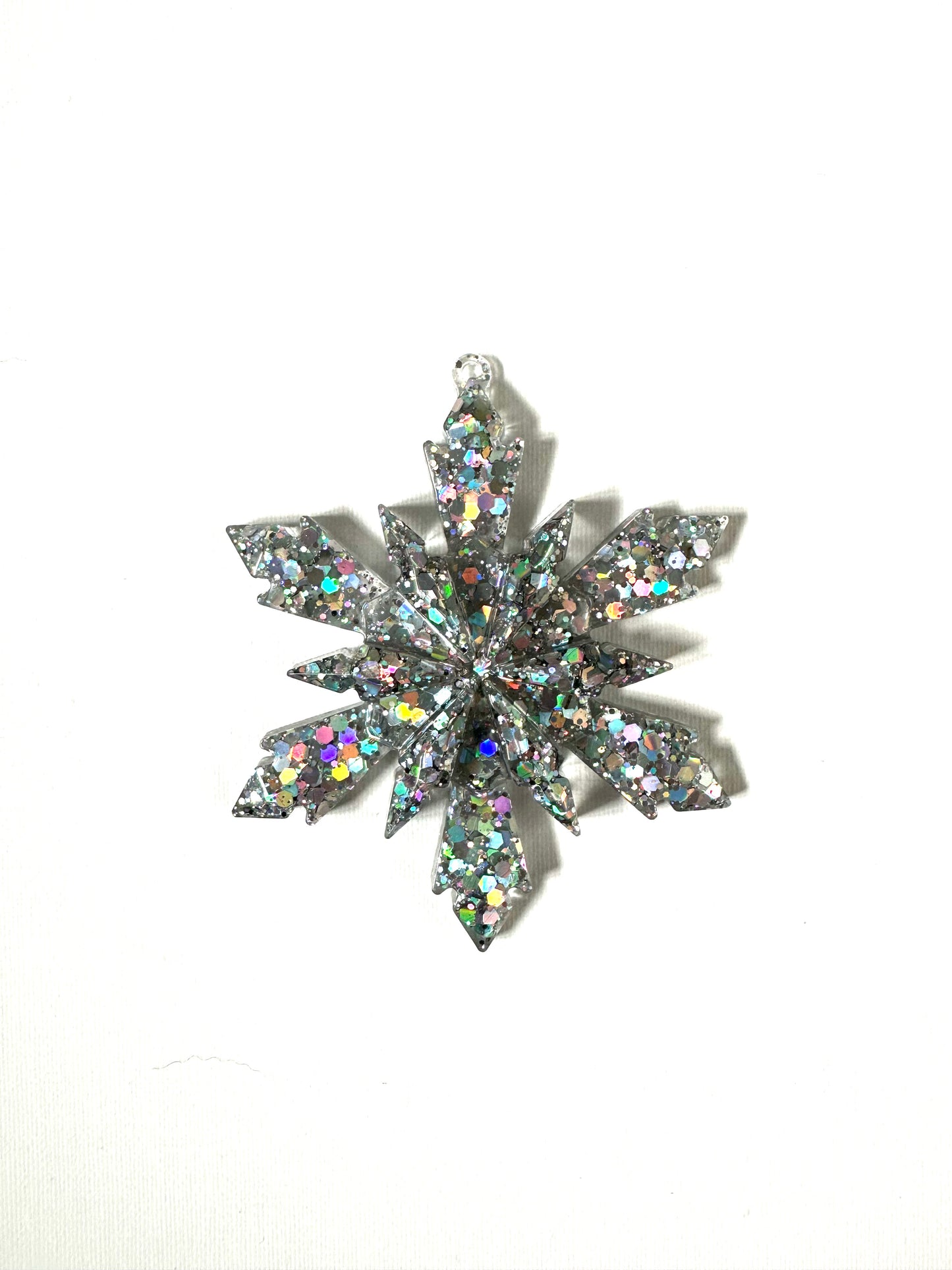 Star Glitter Resin Tree Decoration - Silver