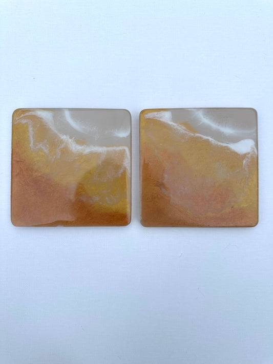 Square Wooden Coasters - Gold