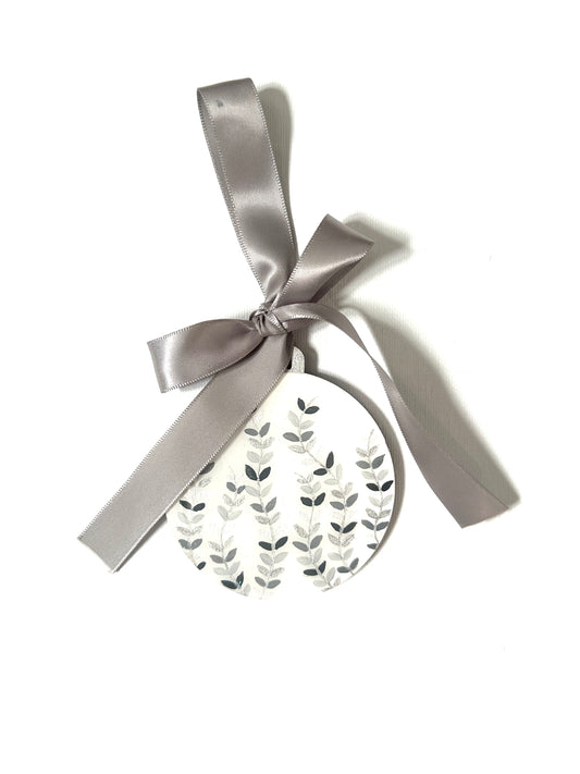 Wooden Tree Decoration - Grey & Silver