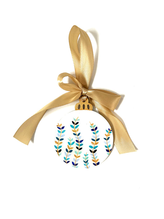 Wooden Tree Decoration - Blue & Gold