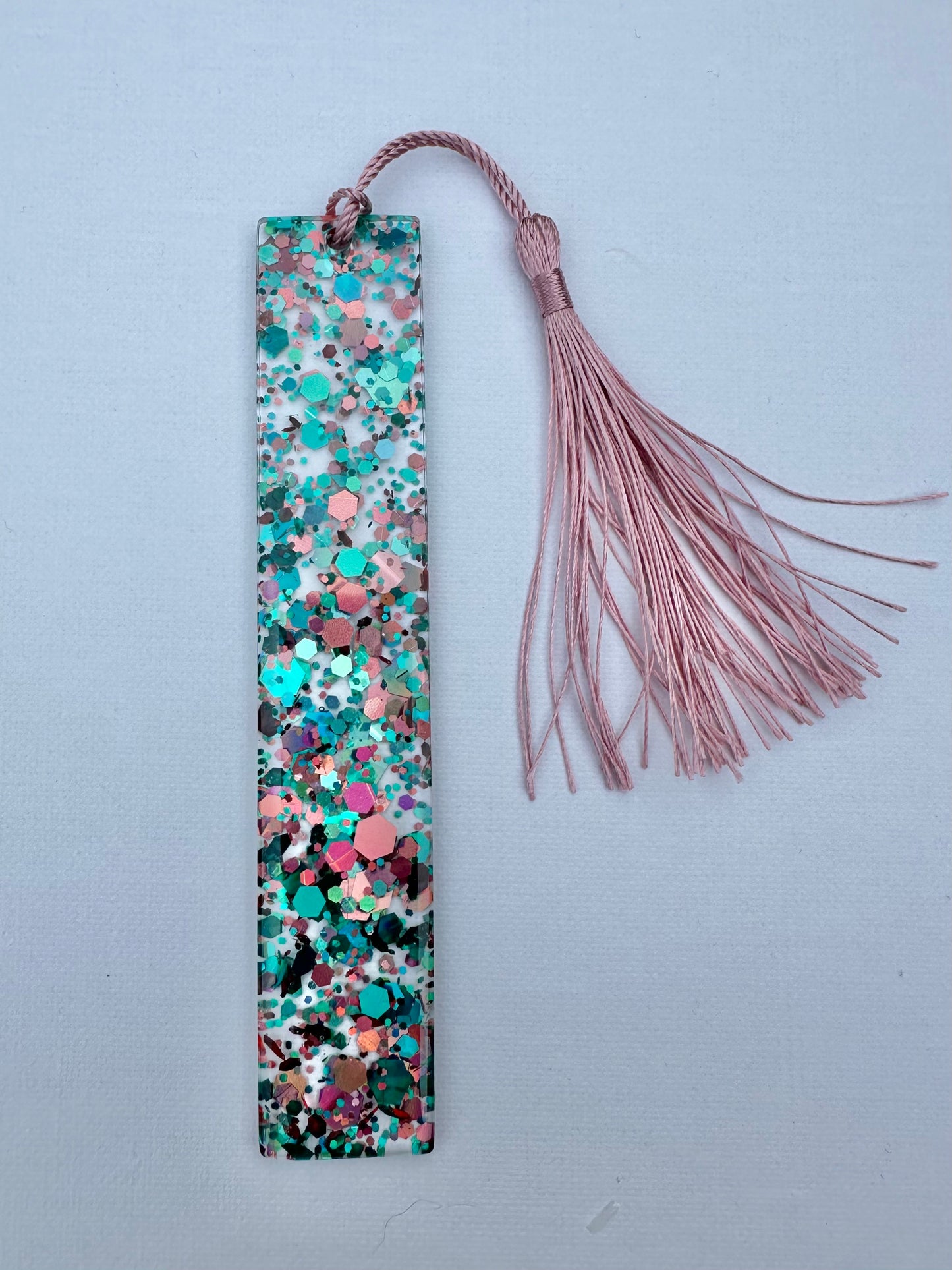 Resin Bookmark - Teal & Pink Glitter