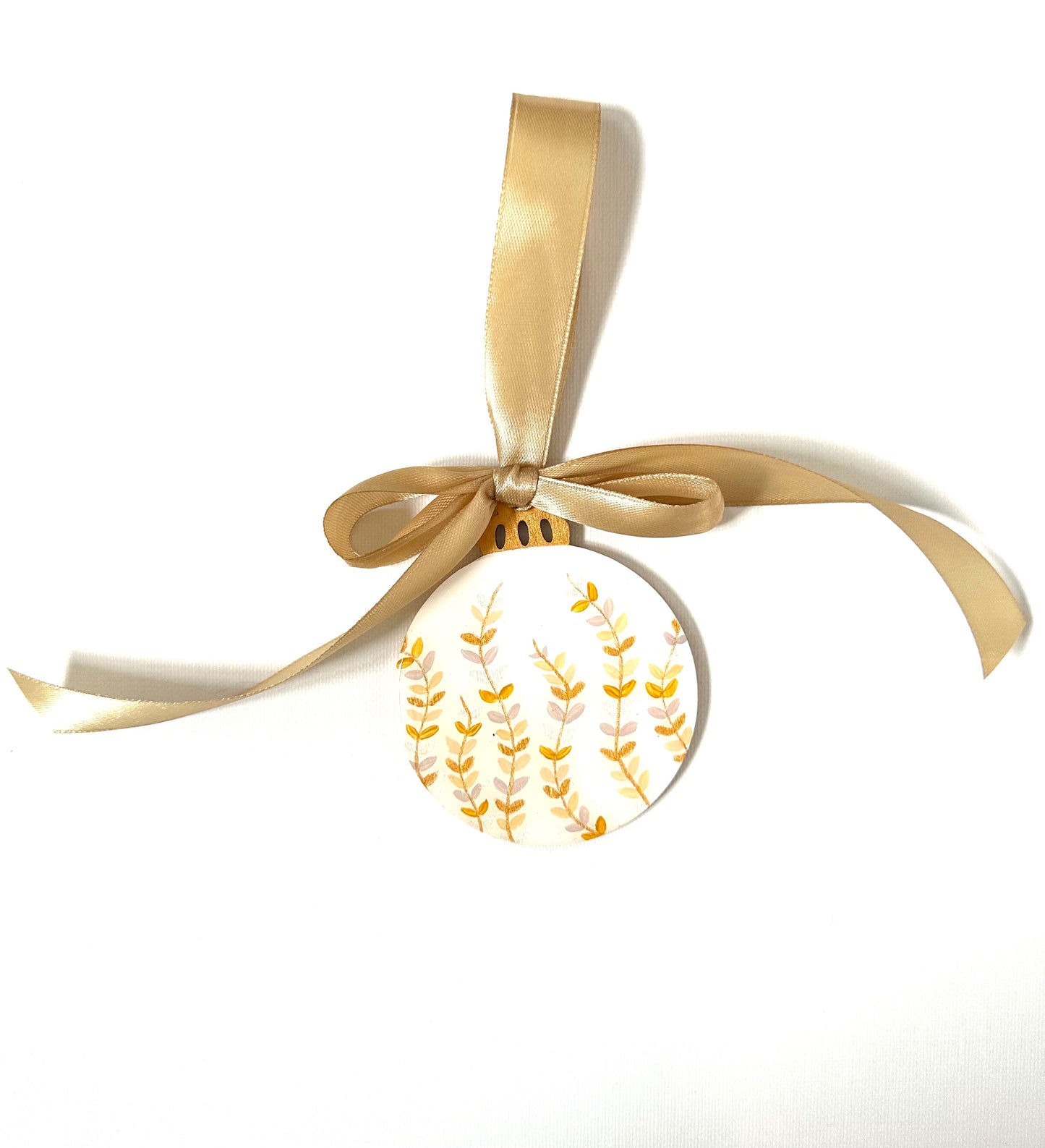 Wooden Tree Decoration - Cream & Gold