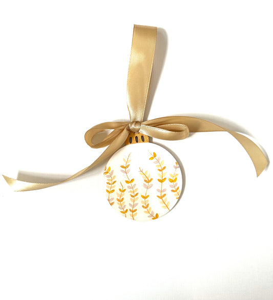 Wooden Tree Decoration - Cream & Gold