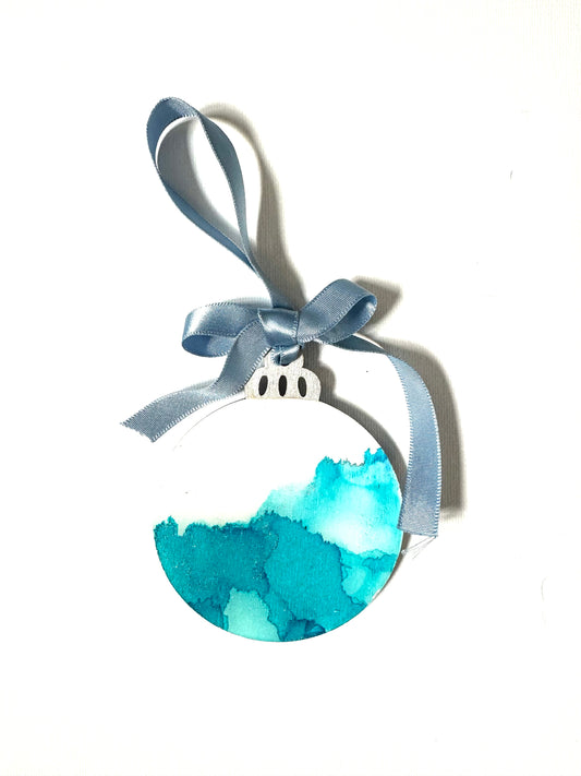 Wooden Tree Decoration - Blue Ink