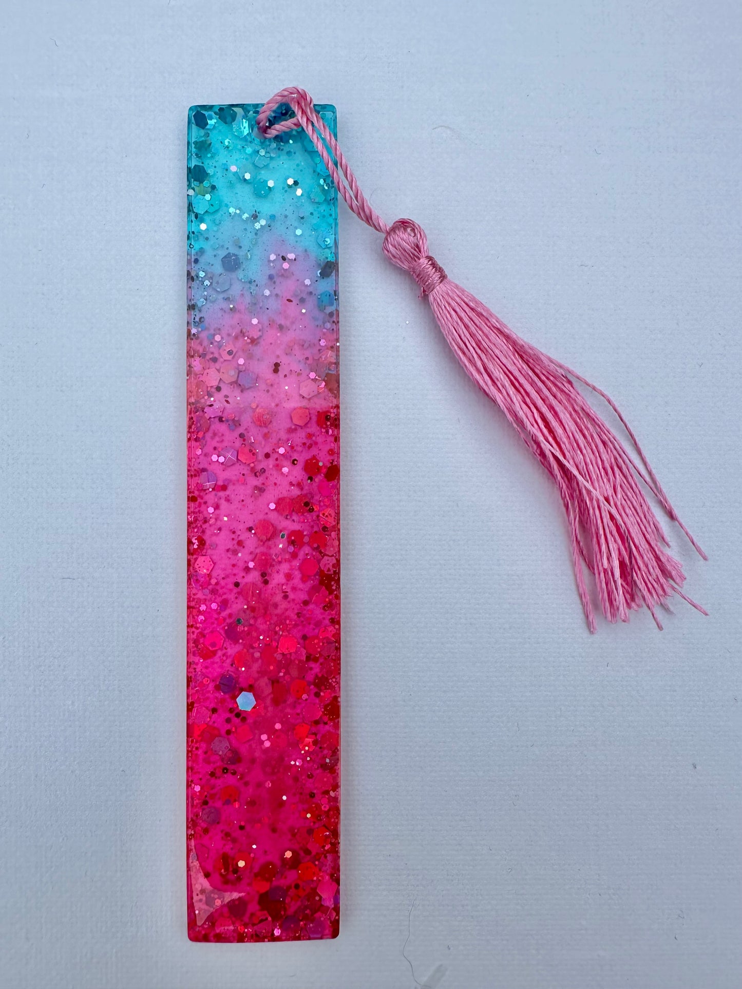 Resin Bookmark - Pink & Blue Glitter Ombré